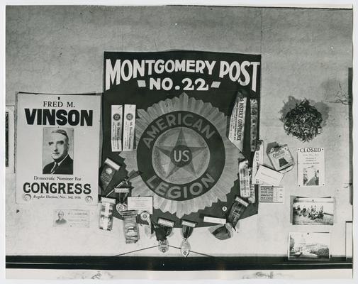 Fred M. Vinson for Congress sign at an American Legion Post