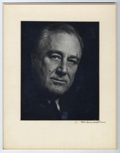 Portrait of Franklin D. Roosevelt, enclosed in frame mat