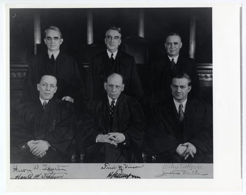 Members of the Supreme Court, negative and print. Signed by all justices