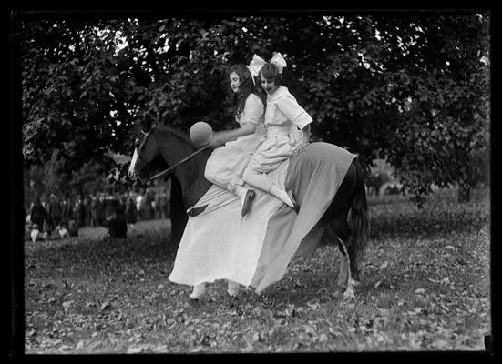 Golden Jubilee, two girls on horse