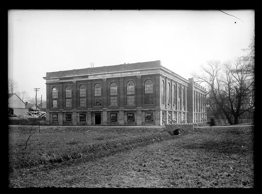 Gym, alumni, view from South Lime, 1924, note tree to right