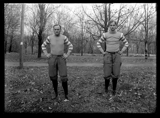 Football players, C. Watson or Babb, right end, player on right unidentified