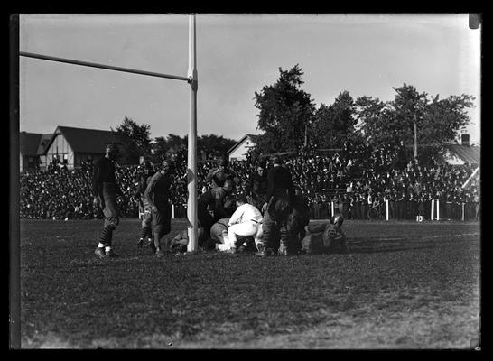 Football, action around goal post, Kentucky 33-0 against Vanderbilt