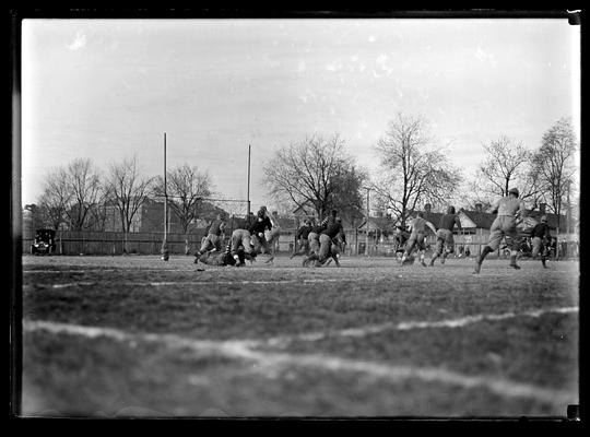 Fooball action, near goal line