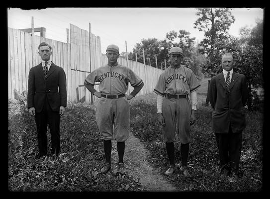 Baseball, four men, J.B. Flege, manager; Pullen; Zerfoss, captain; Daddy Boles, coach