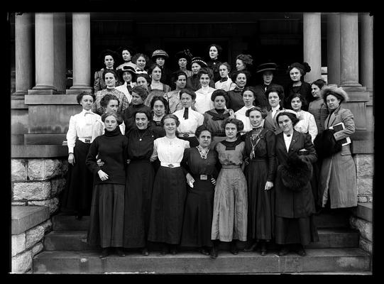 Young Women's Christian Association (YWCA) on steps of Patterson Hall