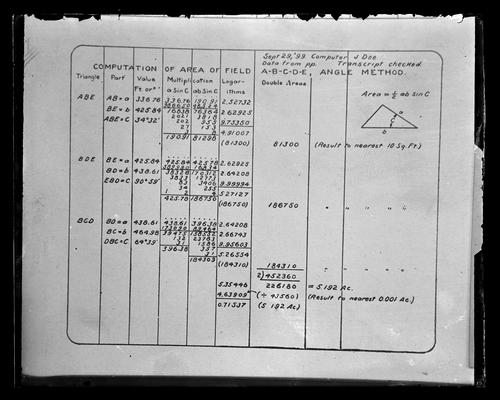 Composition of area of field A, B, C, D, E, comp J. Doe, September 29, 1899