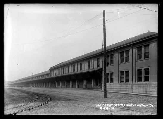 Vine Street Freight Depot, looking west on Front Street