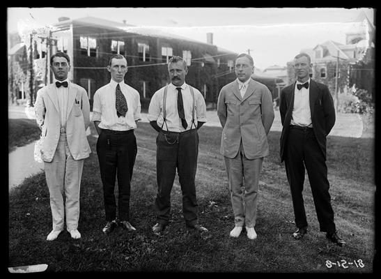 Five instructors, WE Freeman, second from right, Dicker, center