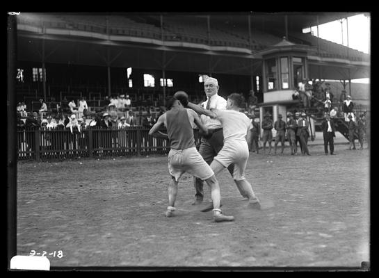Boxing match, in front of grandstand at Red Mile