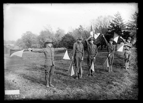 Semaphore, five men practicing