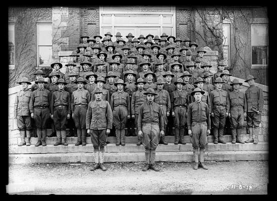 Auto mechanics, 3rd and 4th platoons, bugler to right