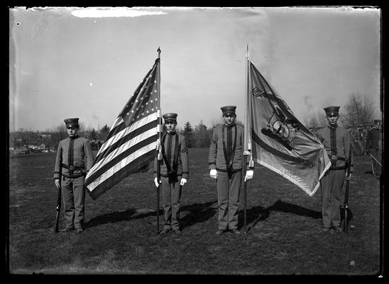 Colors, men holding flags