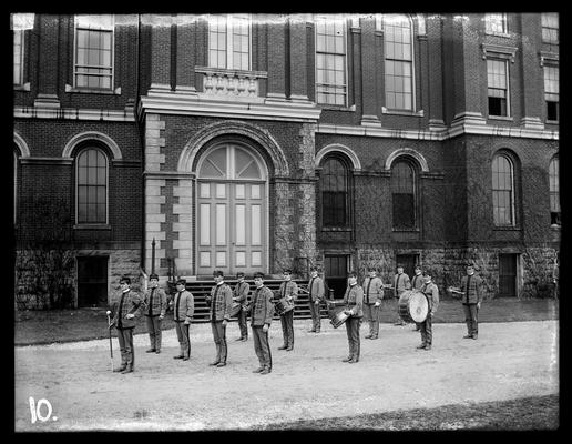 Band in front of Administration Building (Main Building), facing north