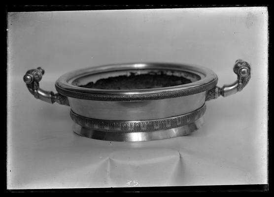 Silver bowl containing poisoned salmon from Mulligan home at Maxwell place