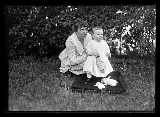 Woman with baby, Professor Freeman