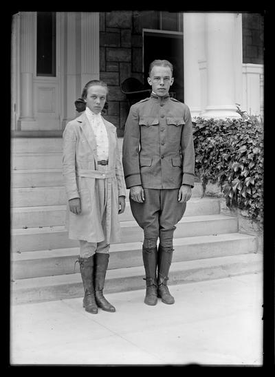 Girl with boy in uniform, World War I, Berryman neg