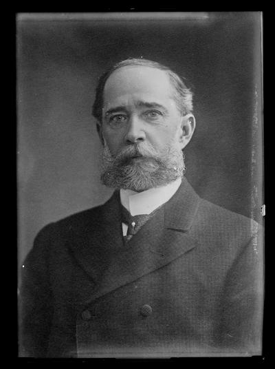 Man, mustache and beard, tie pin