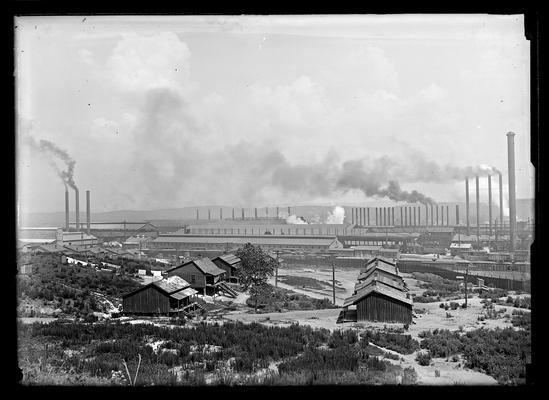 Industrial plant with smoke