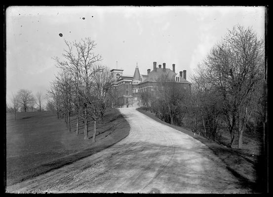 Drive on Campus with a view of Frazee Hall in the distance