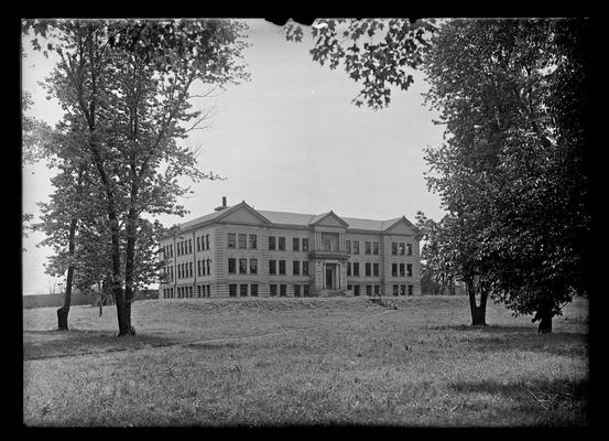 Young Hall, two trees on each side