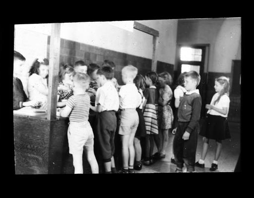 Elementary school students at the student store