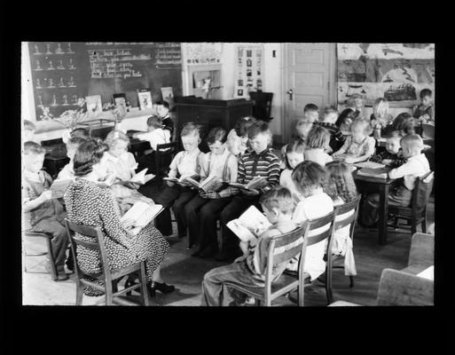 Elementary school students in reading class