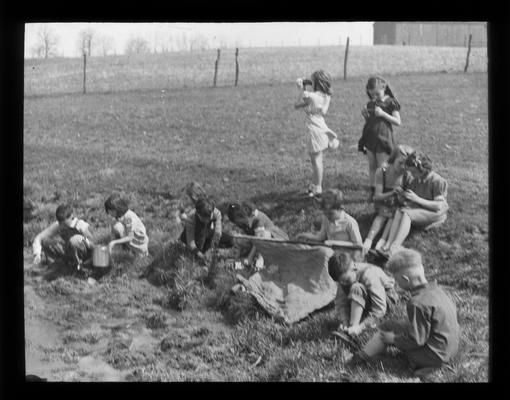 Elementary school students outdoors