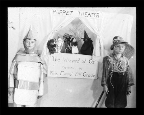 Picadome second grade puppet show. Poster reads The Wizard of Oz. Presented by Miss Evans 2nd Grade
