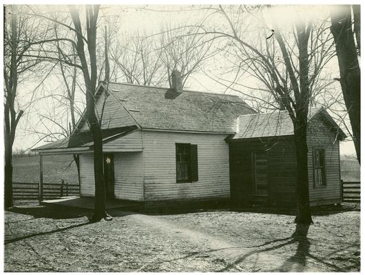 Exterior of the Locust Grove school house. Handwriting on verso (Four copies)