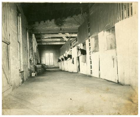 Image of the horse stable used in the Bluegrass Child poster. Handwritten on verso, Ashland stable of J.C. McDowell