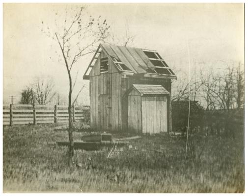 Image of the decrepit shed used in the Bluegrass Child poster. (Two copies)