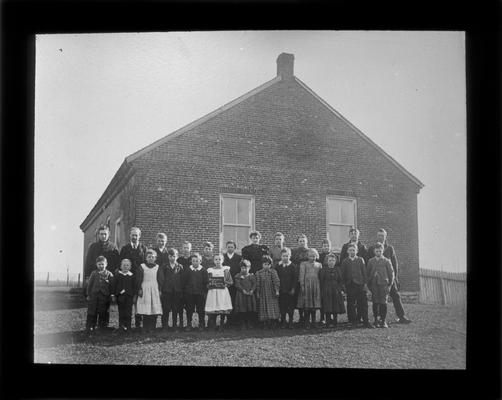 Students outside the Republican School with Mr. G.W. Brittingham, teacher