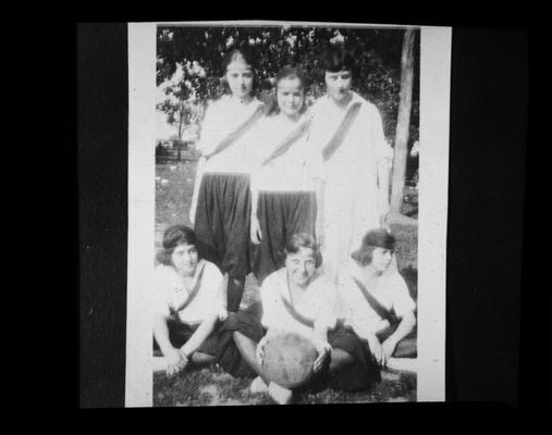 Group portrait of unidentified girls' basketball team
