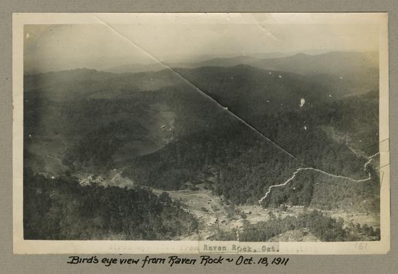 Title handwritten on photograph mounting: Bird's-eye view from Raven Rock