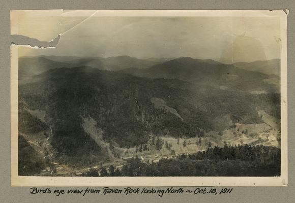 Title handwritten on photograph mounting: Bird's-eye view from Raven Rock looking North
