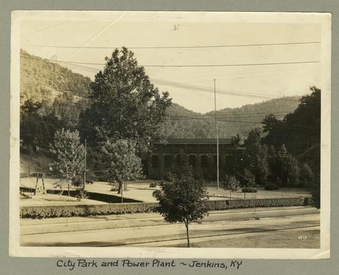 Title handwritten on photograph mounting: City Park and Power Plant--Jenkins, Kentucky