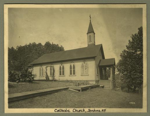 Title handwritten on photograph mounting: Catholic Church--Jenkins, Kentucky