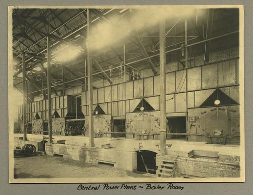 Title handwritten on photograph mounting: Central Power Plant--Boiler Room