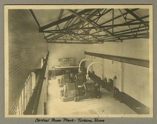 Title handwritten on photograph mounting: Central Power Plant--Turbine Room