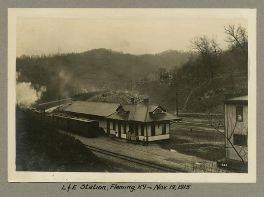 Title handwritten on photograph mounting: L & E Station--Fleming, Kentucky