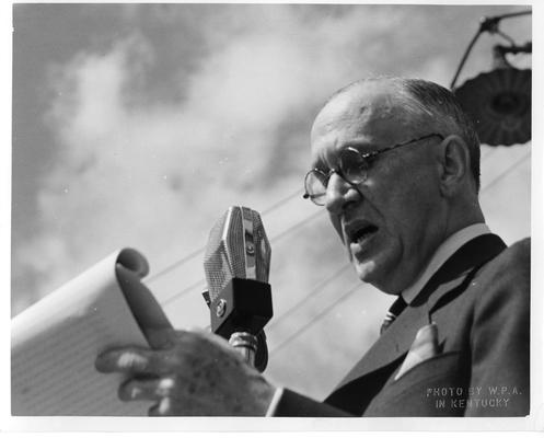 Dr. Irwin Abell, President of the American Medical Association, at the dedication of the Ephraim McDowell House