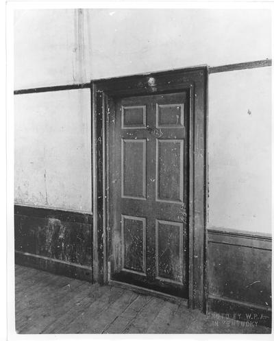 Door to living room of the McDowell House before remodeling by WPA