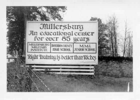 Millersburg Military Institute sign