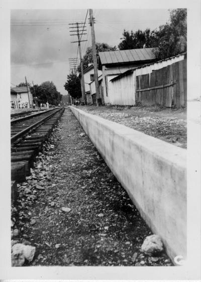 Retaining wall along railroad tracks in Ashland built by WPA