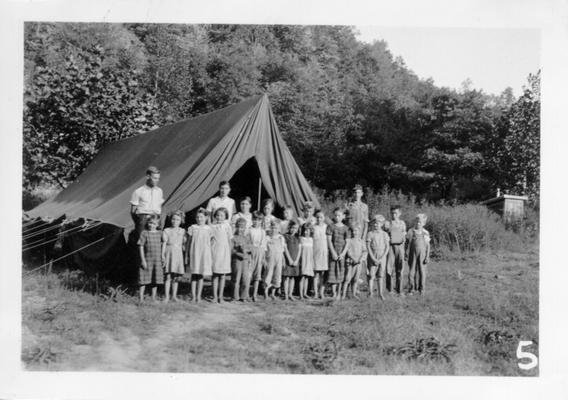 Tent used for school while building was being built