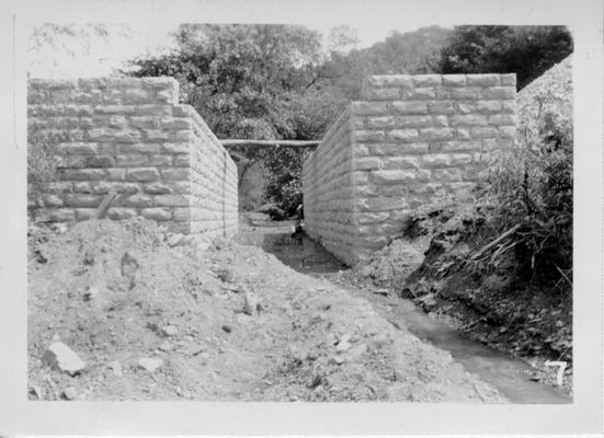 Culvert under construction on County road by WPA