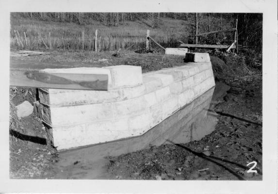 Stone masonry bridge abutment, 1940