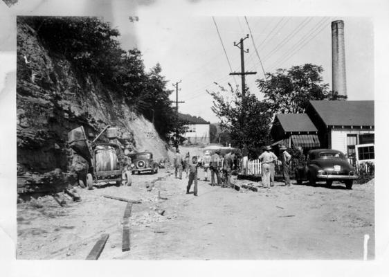 Building concrete street in Harlan, 1941