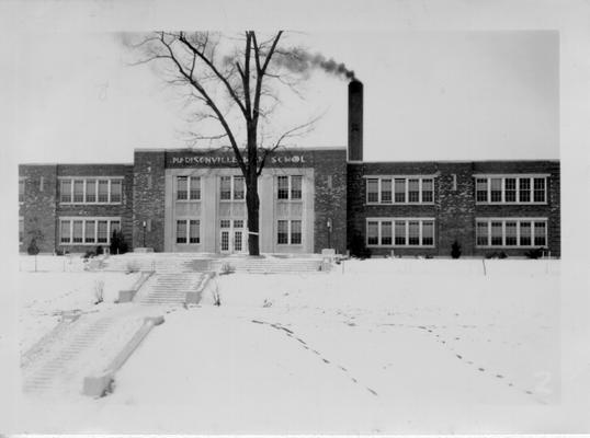 Madisonville High School (front view, winter scene)